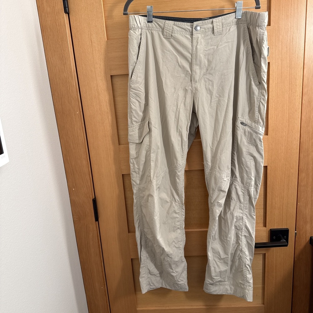 Columbia Hiking Pants Mens 36x30 (measures 29") Tan Nylon Outdoor Utility